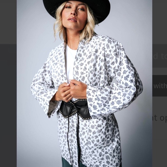 BOBBIE WREN CLAD & CLOTH QUILTED FLORAL PRINT OPEN FRONT JACKET CARDIGAN SzS - Picture 5 of 14